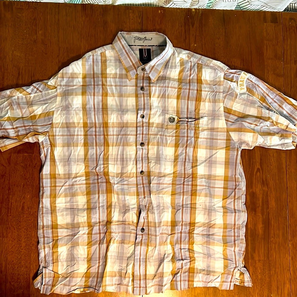 Phat Farm Mens Shirt Plaids & Checks 100% Cotton Short Sleeve Size XL